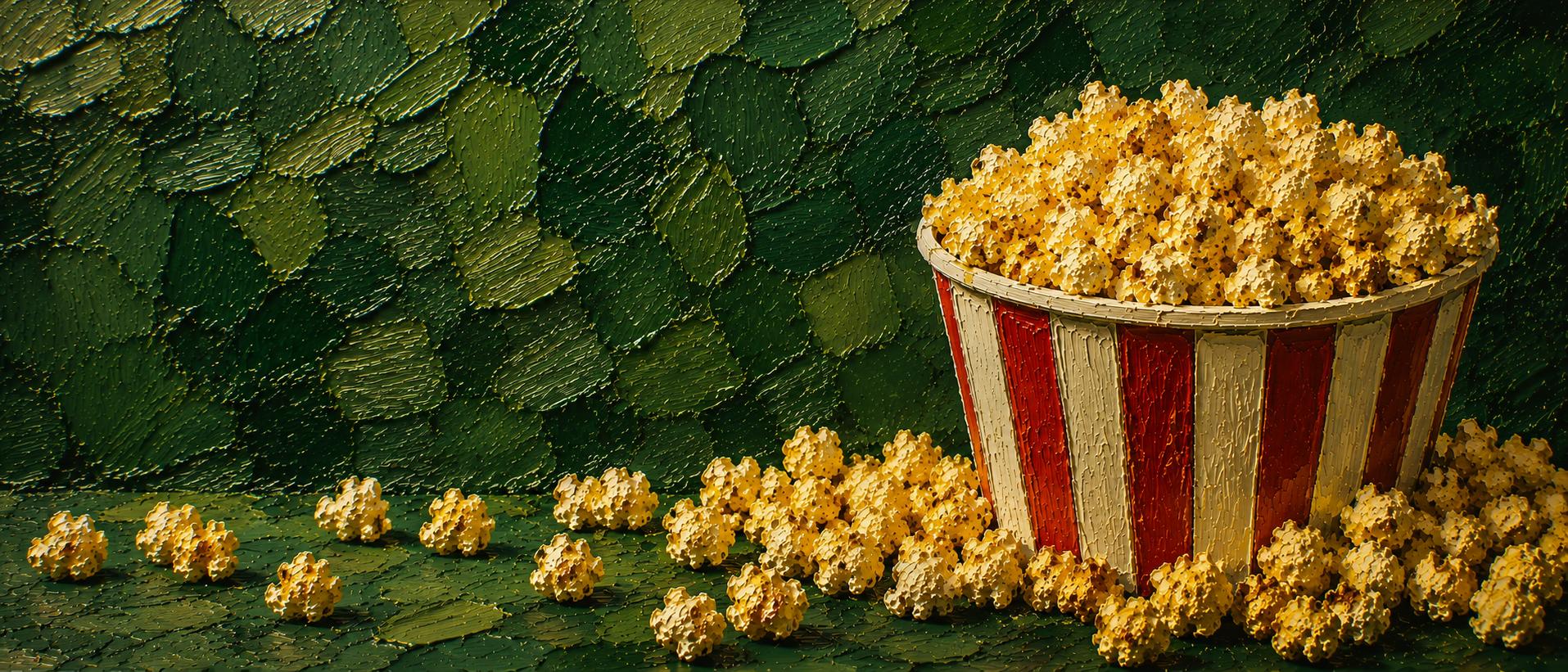 Impasto-style painting of popcorn